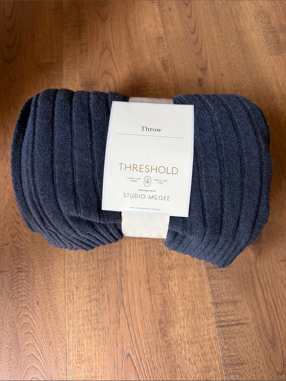 Threshold Ribbed Throw Blanket - Dark Navy